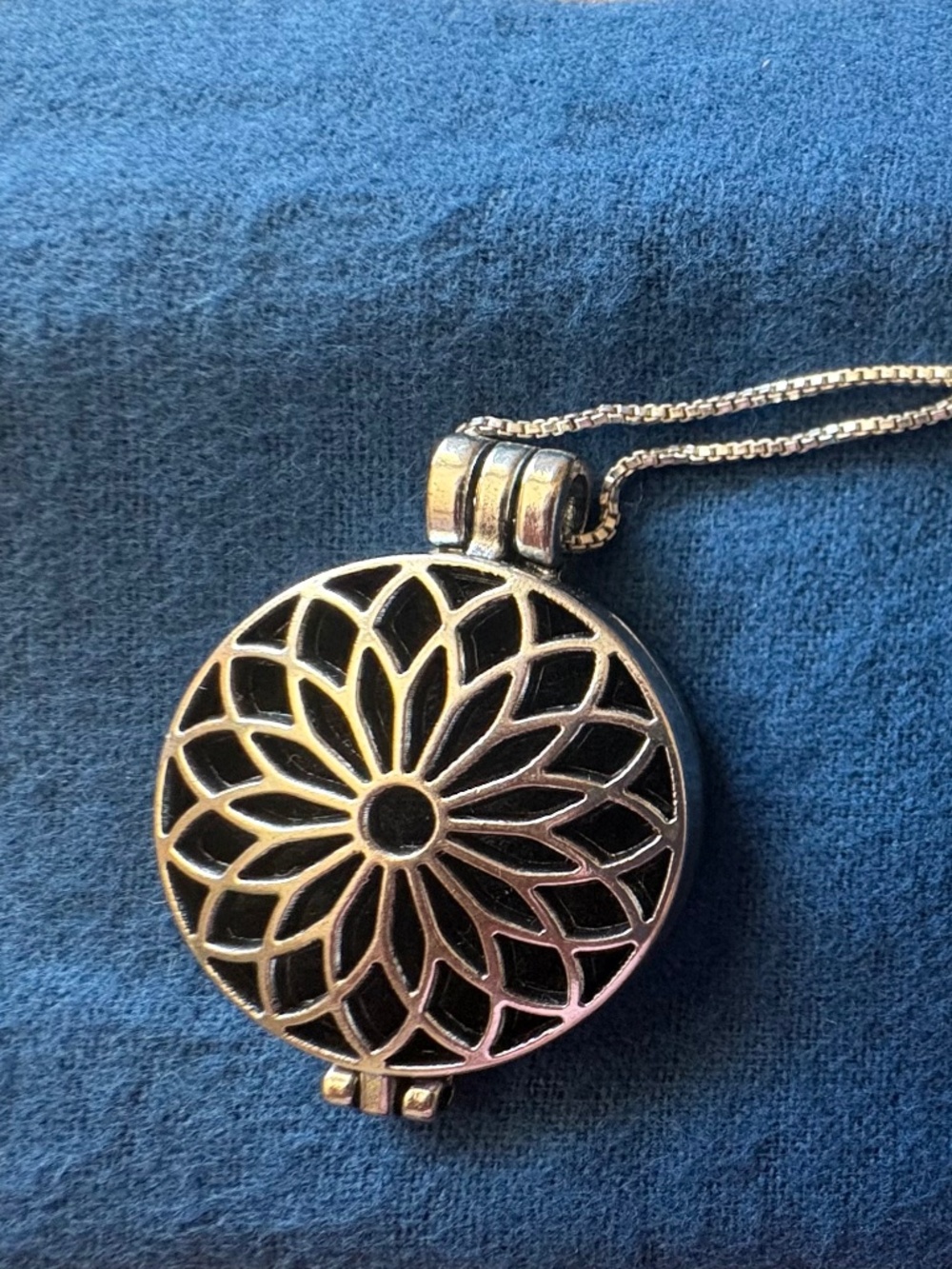 Aromatherapy Essential Oil Diffuser Silver Plated Alloy Necklace, Sterling Chain